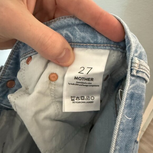 Mother The Mid Rise Rambler Zip Flood Jeans Ripped Light Wash Size 27 - Picture 6 of 7